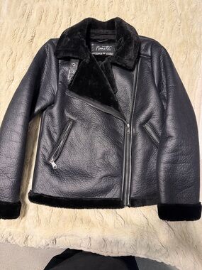 Nanette Lepore Black Faux Shearling Jacket